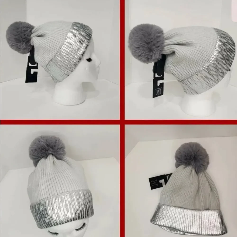 inc International Concepts Silver Metallic Beanie One Size-NWT - Picture 6 of 7